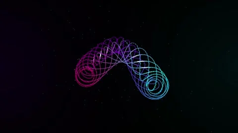 Abstract glowing digital mesh wireframe forming an infinity shape structure.. Видео 346062622