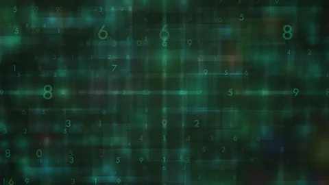 Abstract Glowing Digital Numbers in a Grid Matrix Background Stock-Footage 308165302