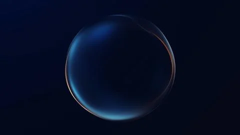 Abstract glowing digital orb with smooth blue and orange gradient light on .. Ilustración de archivo