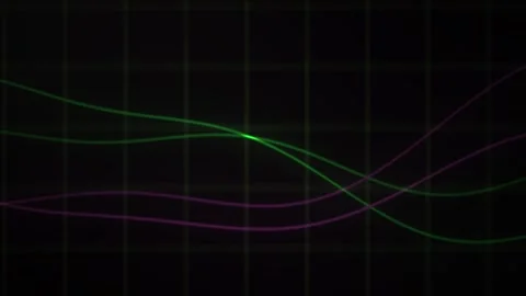Abstract glowing digital signal line graph moving on grid dark background a.. Stock Footage 346331160