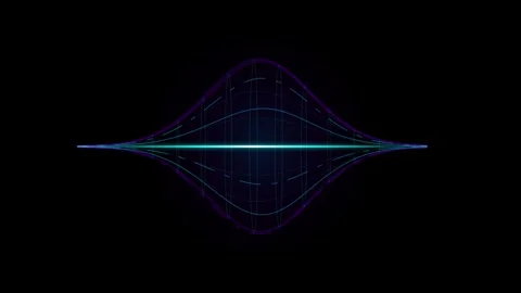 Abstract glowing digital sound wave frequency visualization on dark backdro.. Video stock 343611643