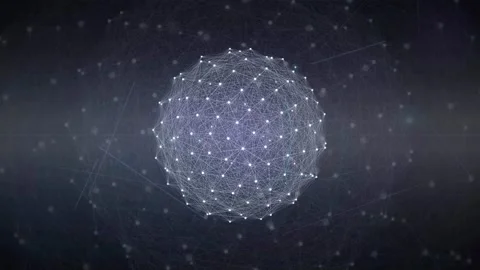 Abstract Glowing Digital Sphere with Interconnected Network Lines and Particles Stock Footage 339316309