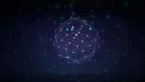 Abstract Glowing Digital Sphere with Interconnected Plexus Lines and Particles Stock Footage 339317405