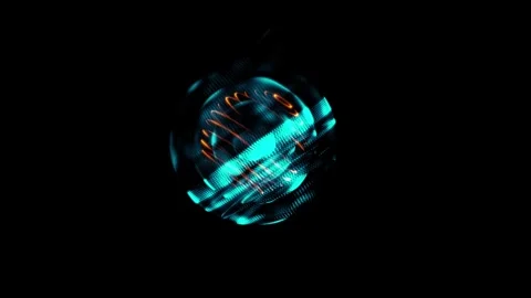 Abstract Glowing Digital Sphere with Pulsing Light Particles Stock Footage 330919447