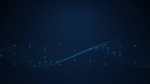 Abstract glowing digital wave data stream motion on dark blue background. Stock Footage 346780208