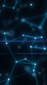 Abstract glowing digital web of connected nodes with radiant blue lines and.. 写真素材