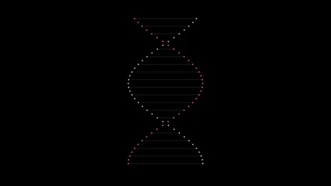 Abstract Glowing DNA Double Helix Rotating on Black Background Stock Footage 344950877