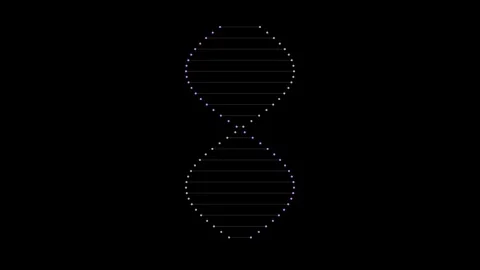 Abstract Glowing DNA Double Helix Rotating on Black Background Stock Footage 344950878