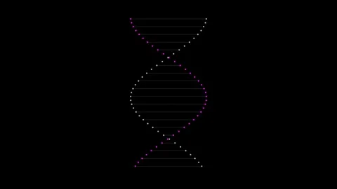 Abstract Glowing DNA Double Helix Rotating on Black Background Stock Footage 344950880