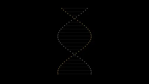 Abstract Glowing DNA Double Helix Rotating on Black Background Stock Footage 344950884