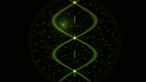 Abstract glowing DNA helix structure with digital data background. Stock Footage 333914626