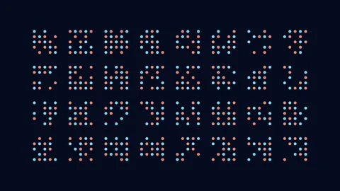 Abstract glowing dot matrix pattern animation on dark background, seamless grid Video stock 330057537