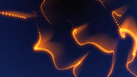 Abstract glowing dotted orange lines on dark background Ilustração Stock