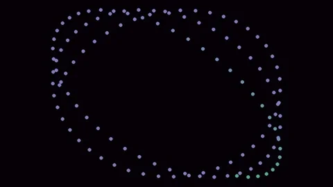 Abstract glowing dotted oval pattern on black background, futuristic tech lin Stock Footage 340378574