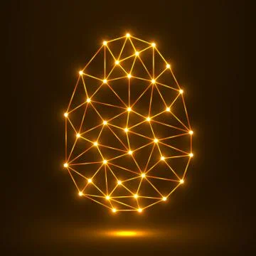 Abstract glowing Easter egg polygonal shape, network connections Stock Illustration