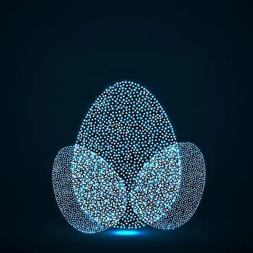 Abstract glowing Easter eggs of dotted isolated on dark background Stock Illustration