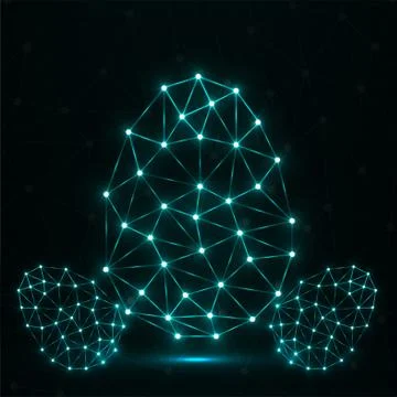 Abstract glowing Easter eggs polygonal shape, network connections Stock Illustration