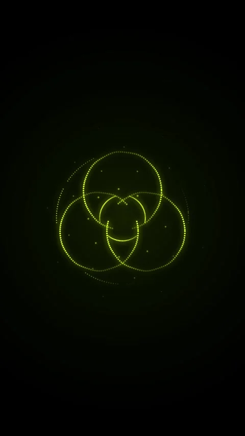 Abstract glowing emerald rings intersecting on dark futuristic background Stock Footage 345491966