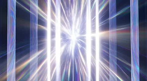 Abstract glowing energy core behind glass bars Stock Footage 331459559