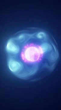 Abstract glowing energy core surrounded by flowing blue plasma waves, symbo.. Stock Illustration