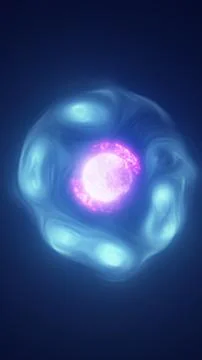 Abstract glowing energy core surrounded by flowing blue plasma waves, symbo.. Stock Illustration