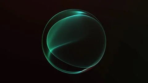 Abstract glowing energy sphere with smooth green red gradient light on dark.. Stock Illustration