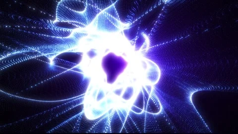 Abstract glowing energy vortex with blue and white light waves swirling aroun Stock Footage 328238461
