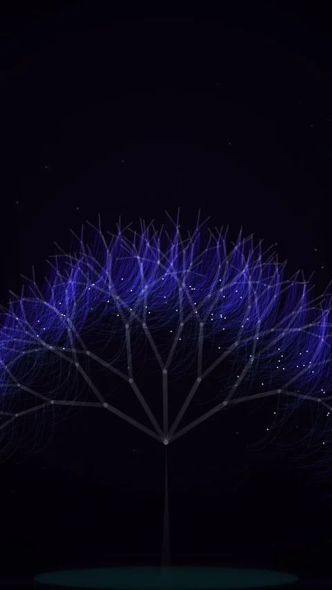 Abstract glowing ethereal tree structure representing cosmic energy and growt Stock Footage 345492272