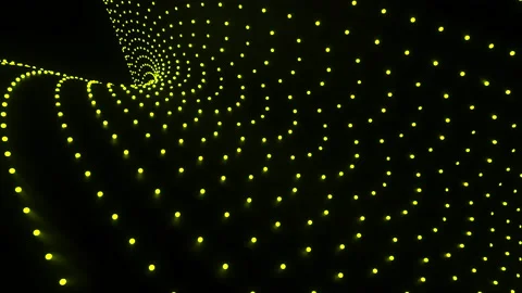 Abstract glowing fiber lines of same size tiny dots. Design. Bended rows of Stock Footage 196183737