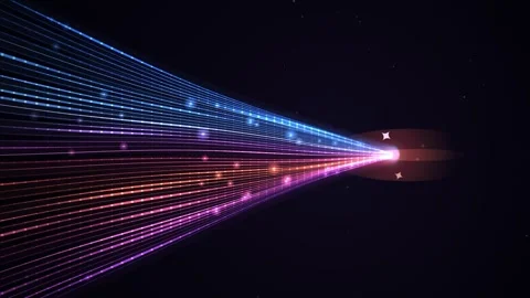 Abstract Glowing Fiber Optic Data Lines Streaming through Dark Space with Blue 動画素材 347263357