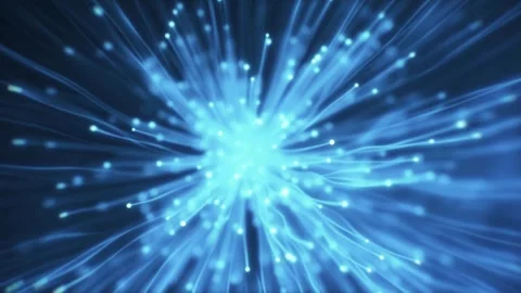 Abstract glowing fiber optic lines in dark background. Stock Footage 334024281