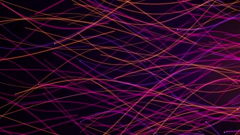 Abstract Glowing Fiber Optic Neon Curved Lines Network Motion Loop Stock Footage 347103775