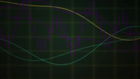 Abstract glowing financial chart graph showing fluctuating line trends on d.. Stock Footage 346331206