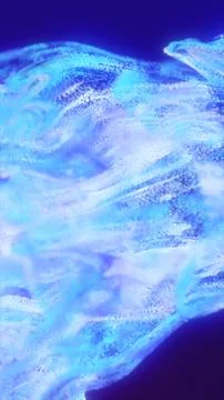 Abstract glowing flow of blue particles forming fluid waves on a deep backgro Stock Illustration