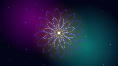 Abstract glowing flower animation with spinning light patterns 4K Stock Footage 346158093