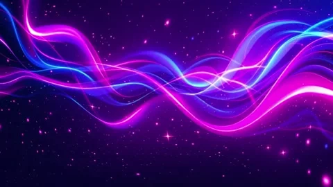 Abstract Glowing Flowing Wavy Light Beam with Stars Background Image	 Stock Footage 317195994
