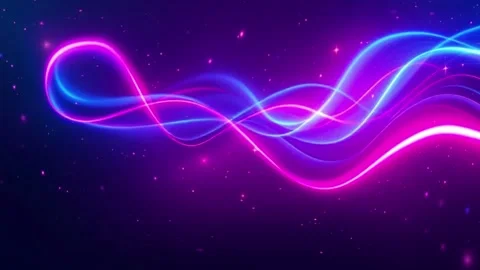 Abstract Glowing Flowing Wavy Light Beam with Stars Background Image	 Stock Footage 317195998