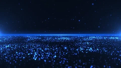 Abstract glowing flying particles rising up from a shiny floor. Seamless loop Stock Footage 276157811