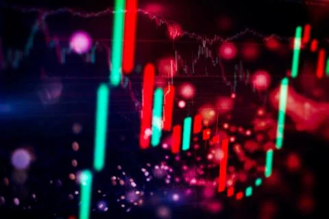 Abstract glowing forex chart interface wallpaper. Investment, trade, stock, f Stock Photos