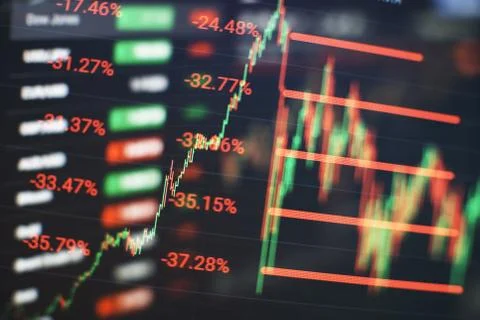 Abstract glowing forex chart interface wallpaper. Investment, trade, stock, f Stock Photos