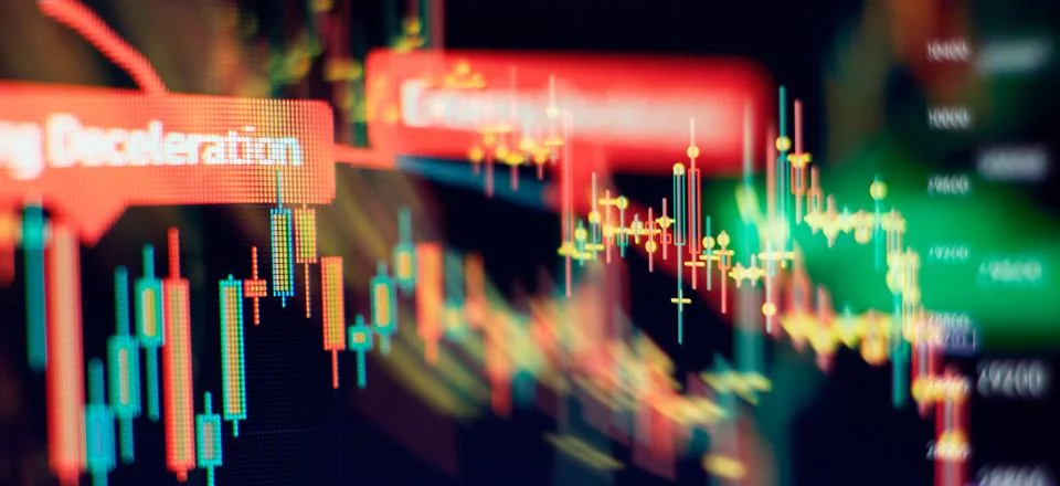 Abstract glowing forex chart interface wallpaper. Investment, trade, stock,.. Stock Photos