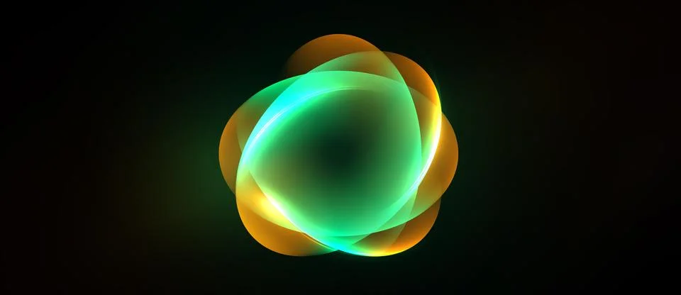 Abstract glowing form. Circular layers create luminous effect. Dark backgroun Stock Illustration