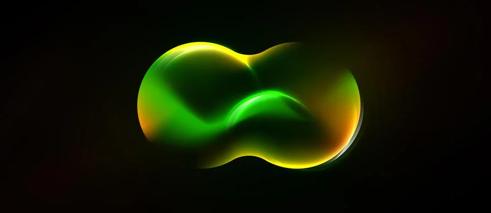 Abstract glowing form resembles infinity symbol. Green, yellow hues blend Stock Illustration