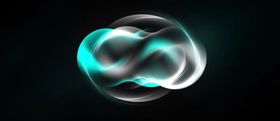 Abstract glowing form resembles infinity symbol. Teal highlights contrast Illustrazione stock