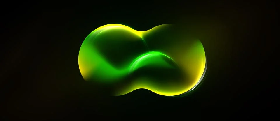 Abstract glowing form resembles infinity symbol. Green, yellow hues dominate イラスト素材