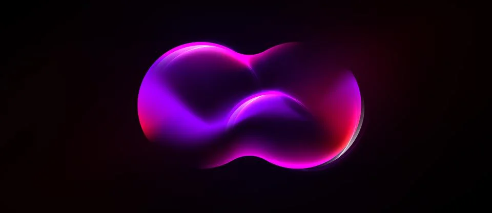 Abstract glowing form resembling infinity symbol. Vivid purple hues blend int Stock Illustration