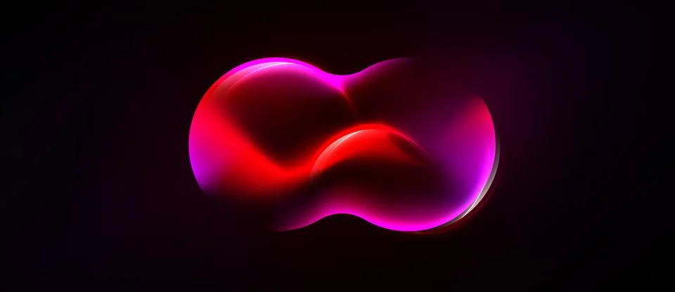 Abstract glowing form resembling infinity symbol. Vivid pinks, reds blend Stock Illustration