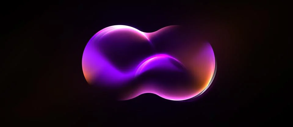 Abstract glowing form resembling infinity symbol. Purple hues dominate, イラスト素材