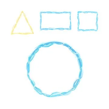 Abstract glowing frames set forming geometric shapes Stockillustratie