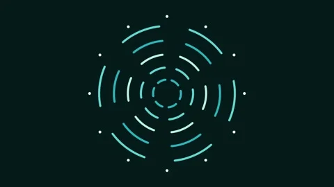 Abstract Glowing Geometric Circular Motion Animation with Cyan Lines and Do.. Video stock 348218887